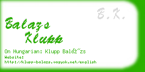 balazs klupp business card